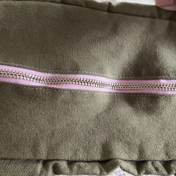 Lola Pilar Hawaii Tote Shoulder Bag Waxed Canvas Olive Pink Tyvek Lining YKK Zip - Picture 10 of 11